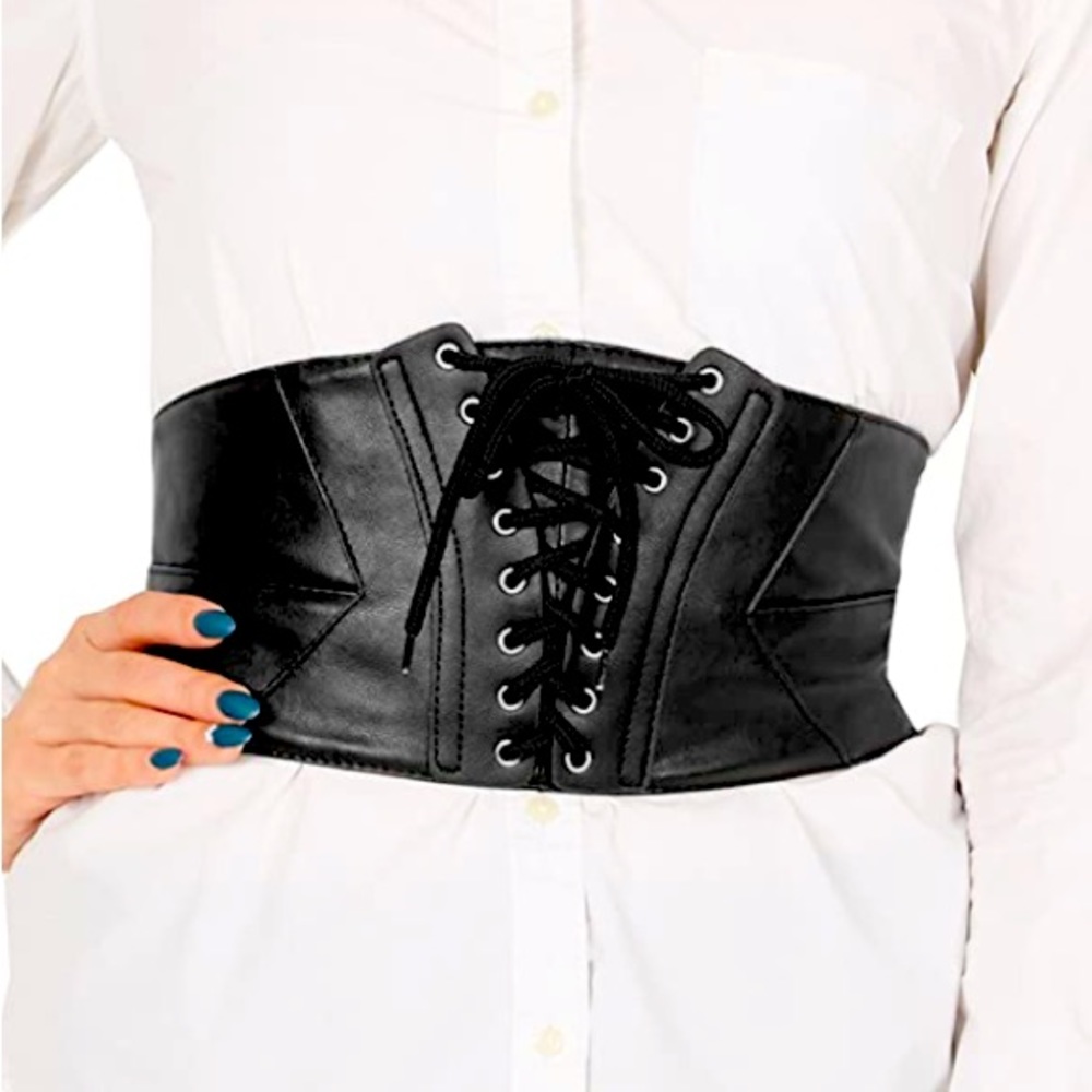 Corset Belt Black Faux Leather